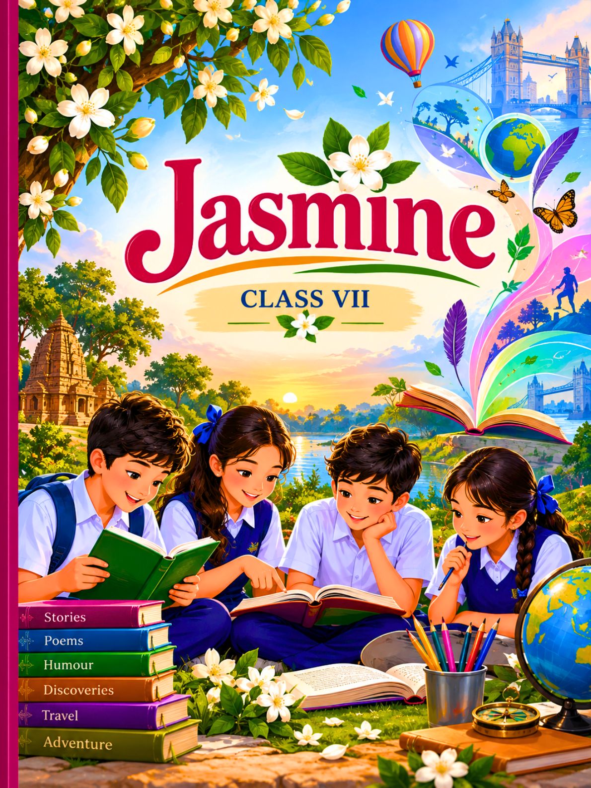 Jasmine — Class VII Class Class 7 English English Textbook Cover | Free Download | Odisha Books