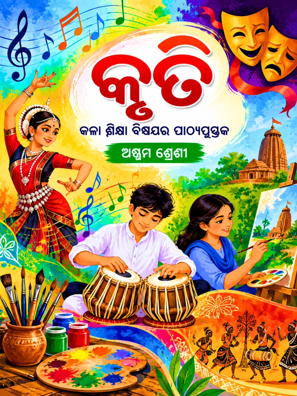 କୃତି (Kruti) Class Class 8 Art Education Odia Textbook Cover | Free Download | Odisha Books